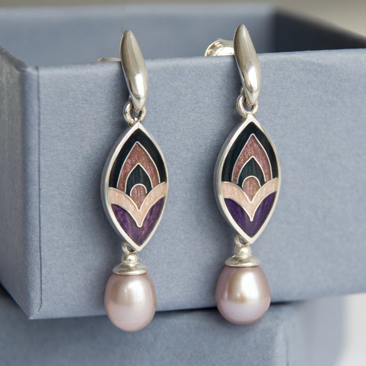 Vintage Pearl & Enamel Earrings