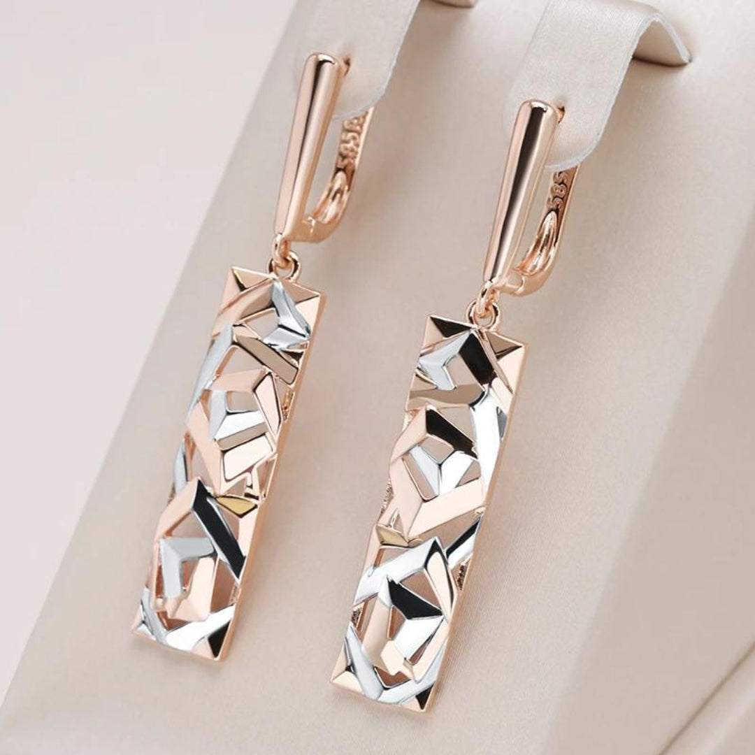 Elegant Rectangular Golden Color Earrings