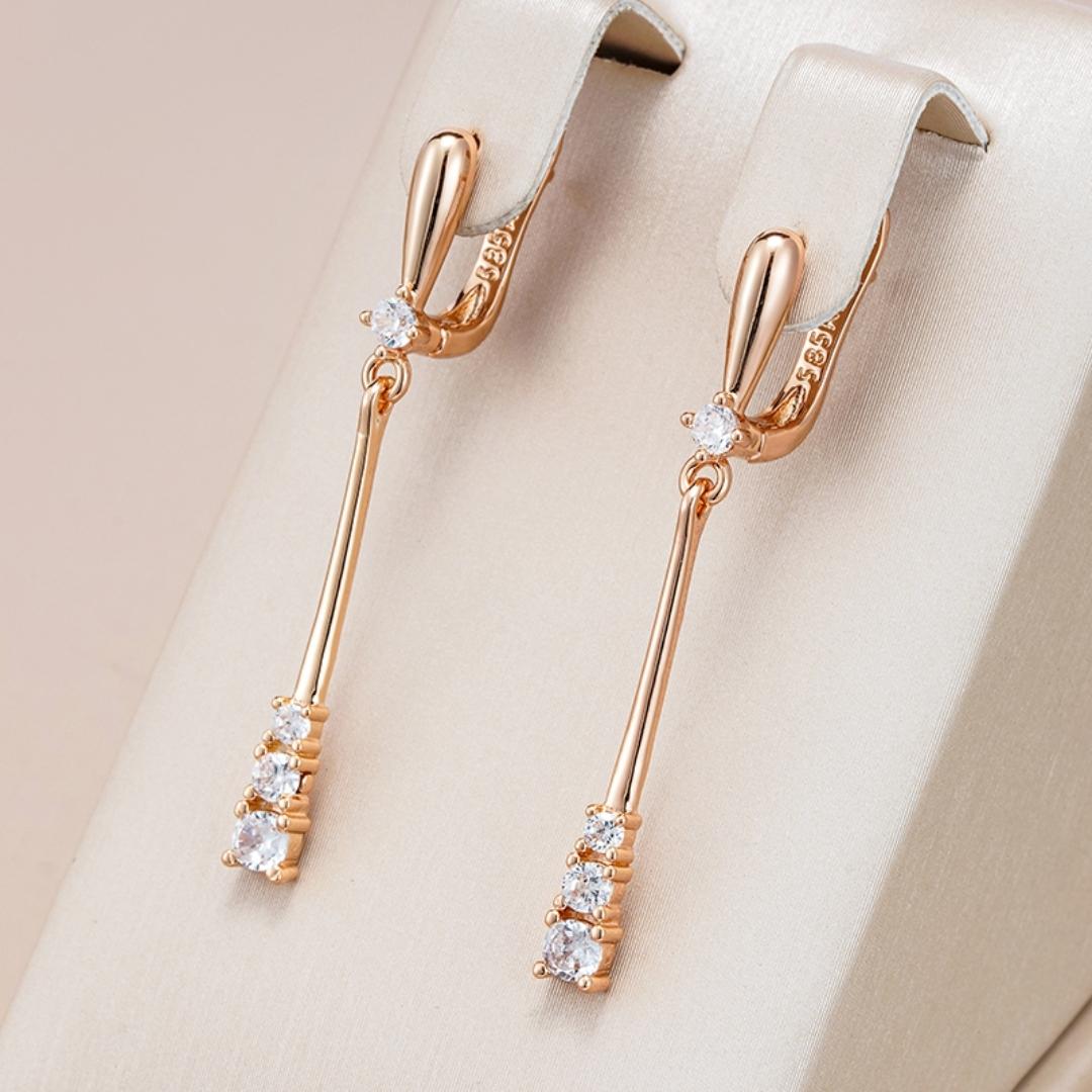 Gold Dangle Earrings with Zirconia