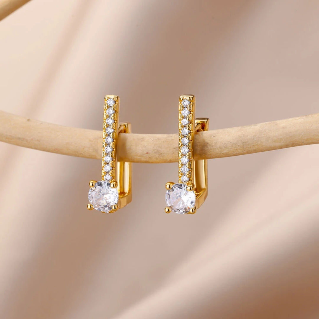 Exotic Gold-Plated Earrings with Cubic Zirconia