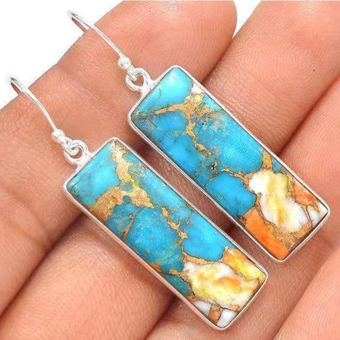 Vintage Blue Natural Stone Earrings