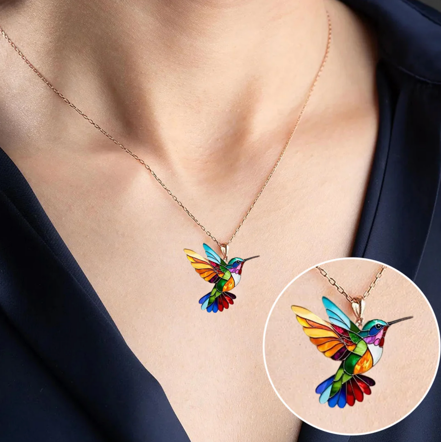 Colorful Hummingbird Necklace