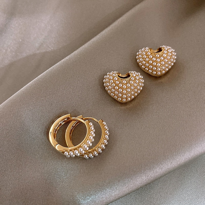 Pearls of Love Earrings in Gold