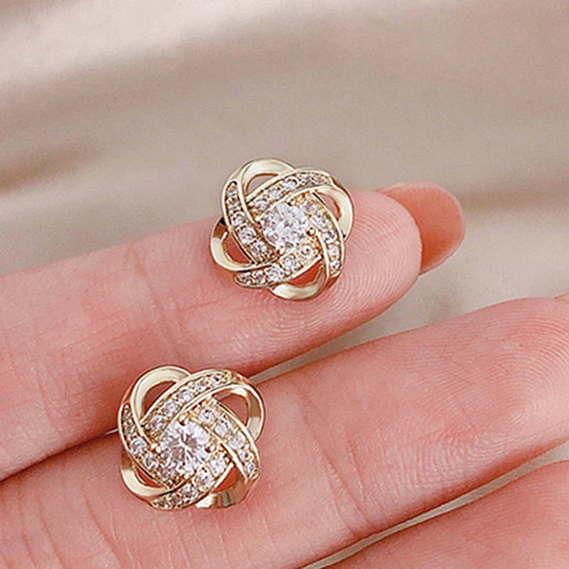 Flower Spiral Cross Earrings