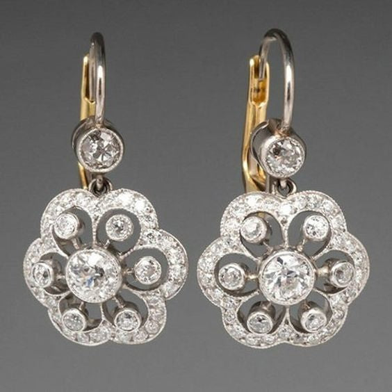 Vintage Crystal and Zirconia Mandala Earrings