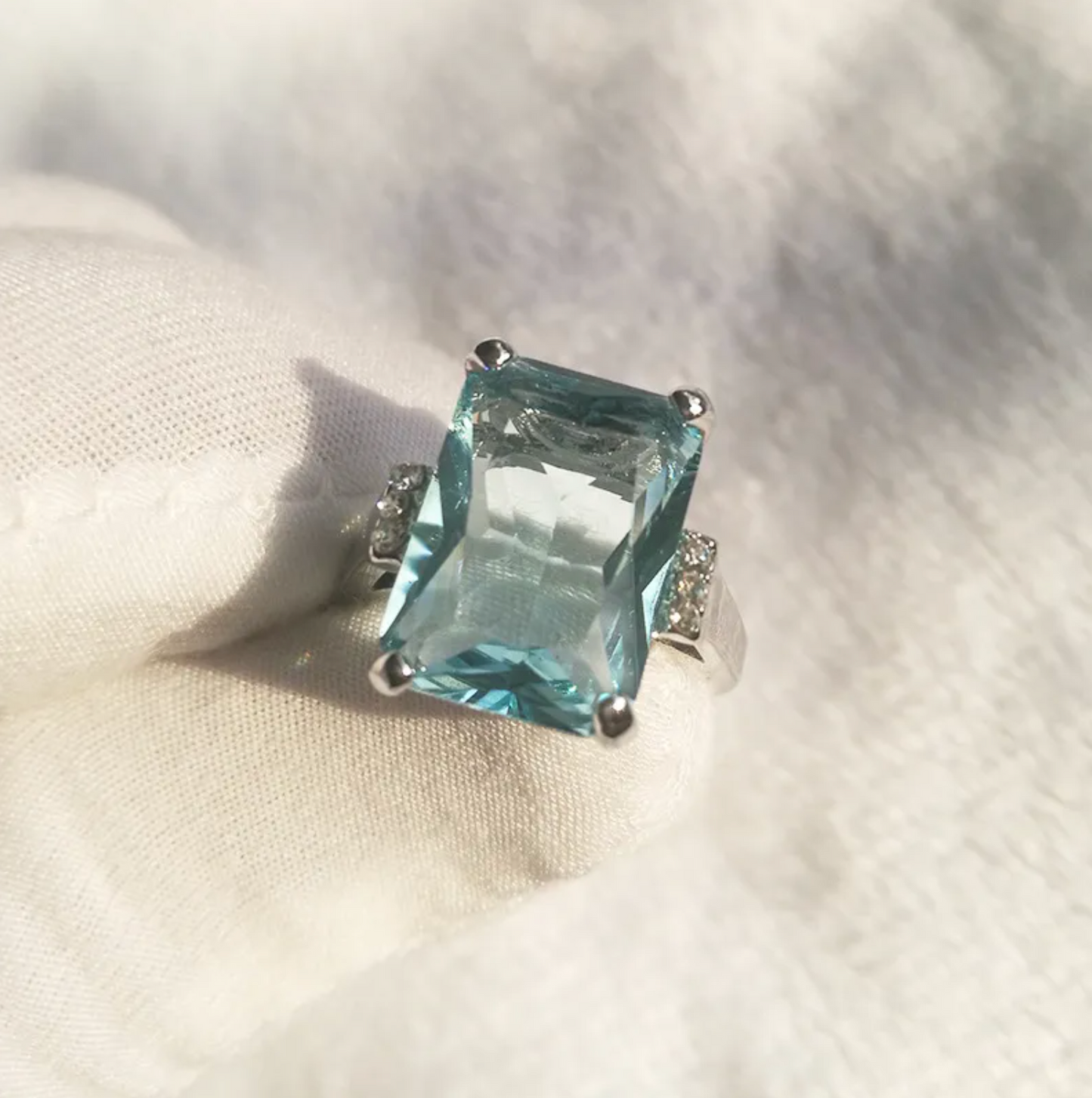 Light Blue Crystal Ring
