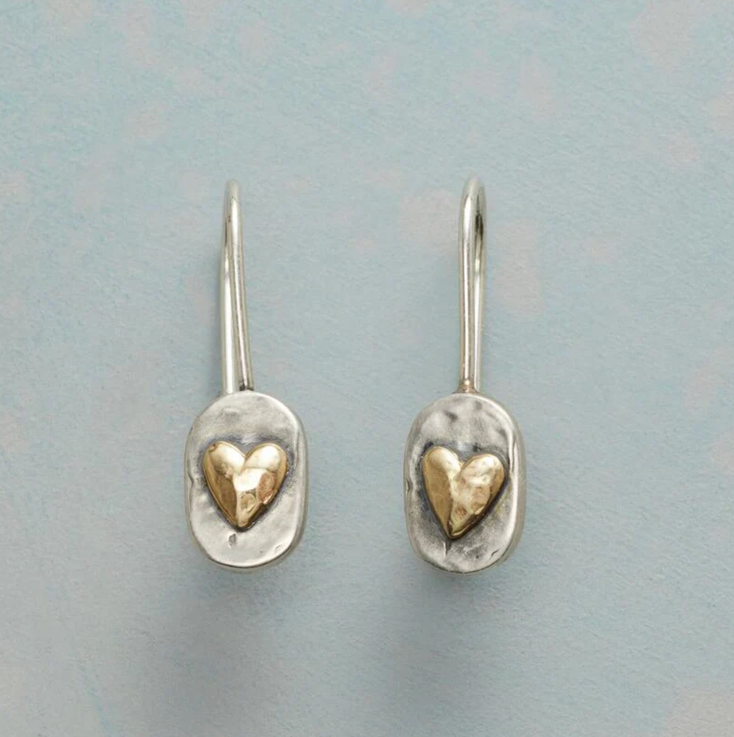 Silver Golden Heart Earrings