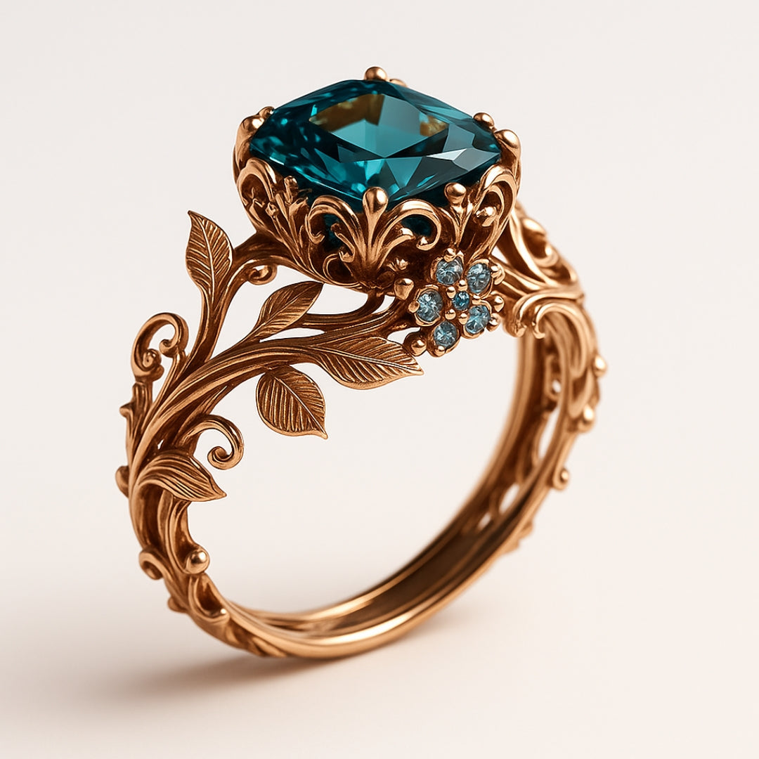 Nature Vine Green Crystal Ring