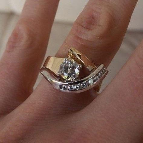 Vintage Asymetrical Mixed Metal Zirconia Ring