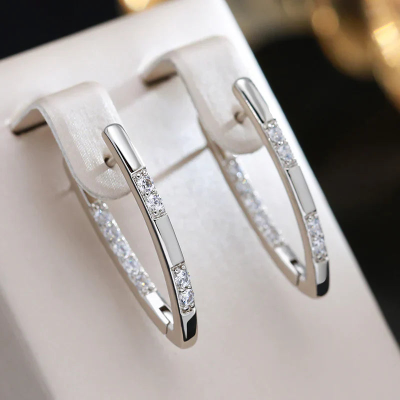 Elegant Zirconia Earrings in Silver or Golden Color