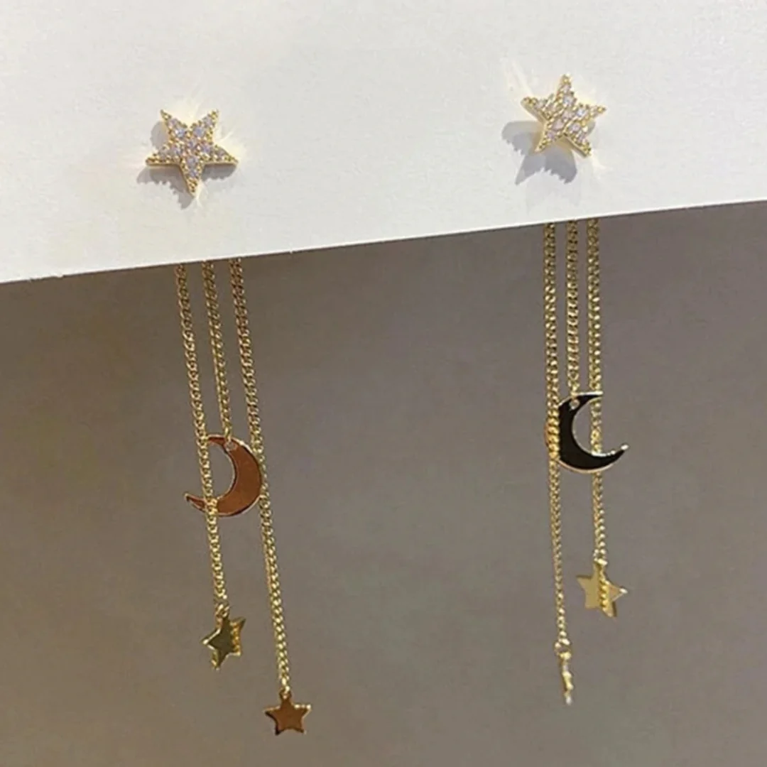 Elegant earrings with golden stars