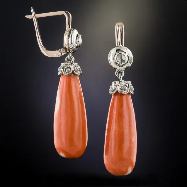 Red Vintage Earrings with Zirconias