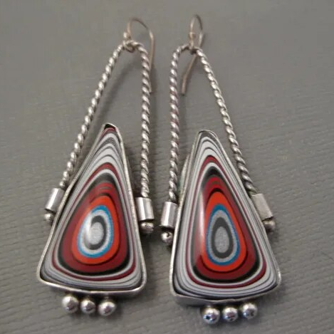 Multicolored Vintage Silver Earrings