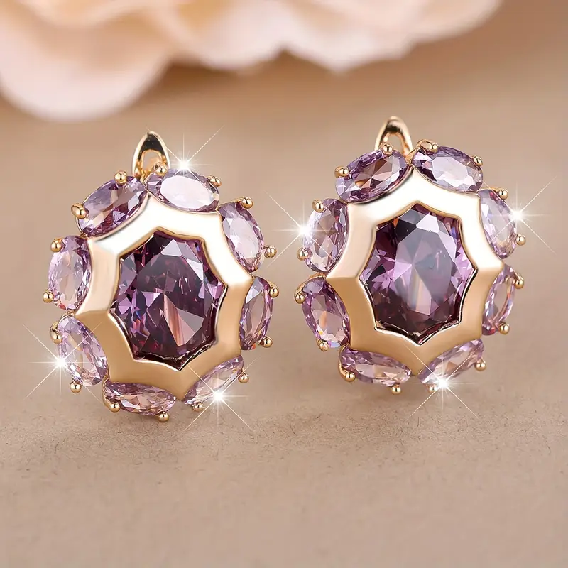 Rounded Violet Zirconia Earrings