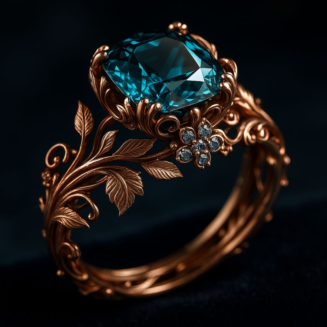 Nature Vine Green Crystal Ring