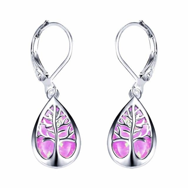 Tree of Life Earrings made of Opal and Silver