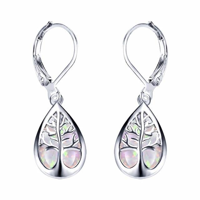 Tree of Life Earrings made of Opal and Silver