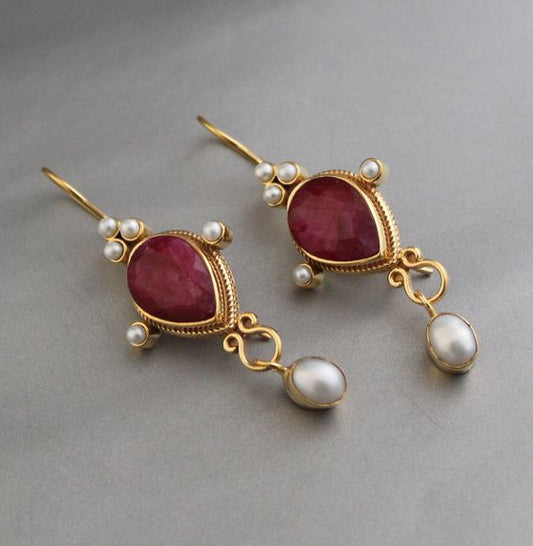 Ruby Pearl Earrings