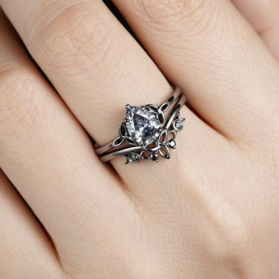 Grey Stone Layered Ring Set
