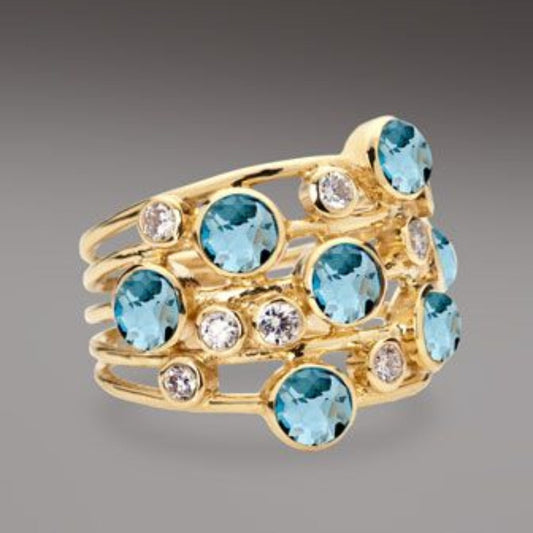 Blue Zirconia Gold Ring