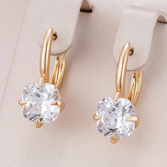 Round Crystal Earrings in Gold