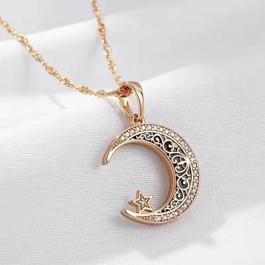 Elegant and Brilliant Moon Necklace