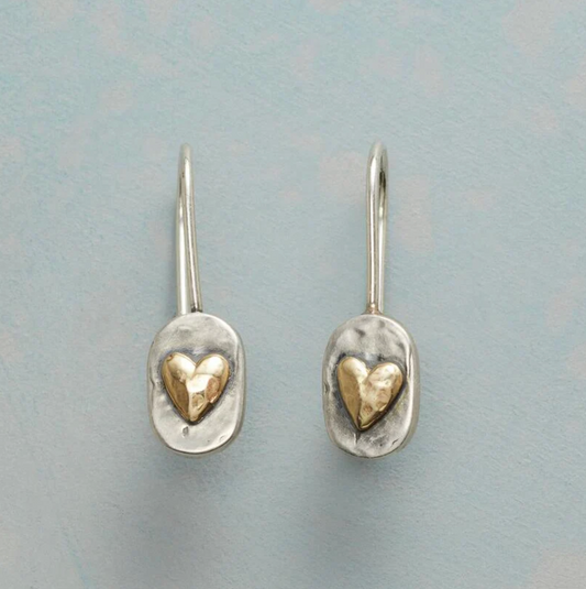 Silver Golden Heart Earrings