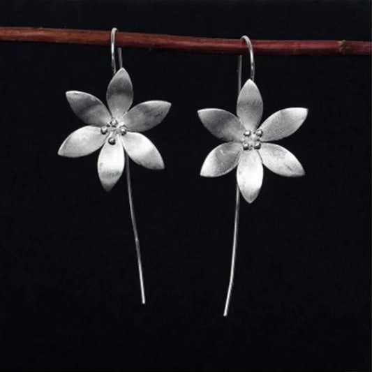 Silver-Plated Boho Flower Earrings
