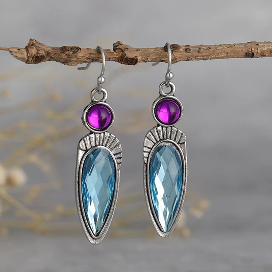 Vintage Blue and Purple Sterling Silver Earrings