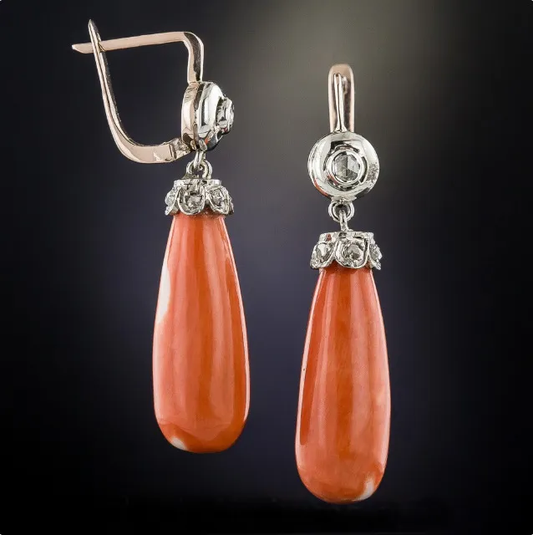 Red Vintage Earrings with Zirconias