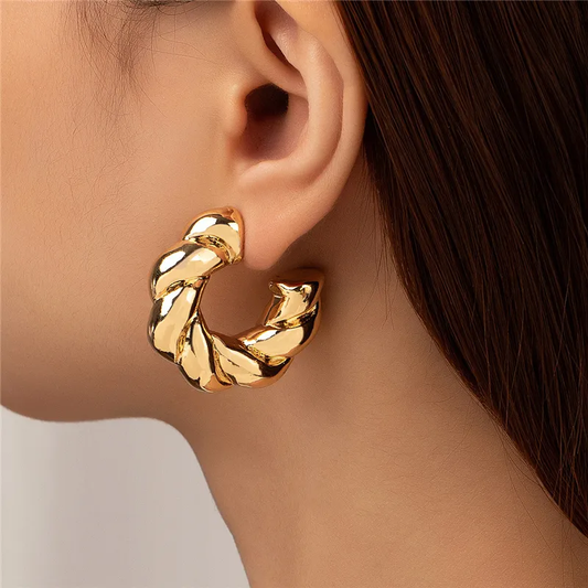 Thick Golden Circle Earrings