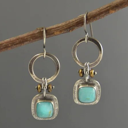 Vintage earrings with turquoise inlay