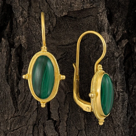 Green Gold-Color Vintage Earrings