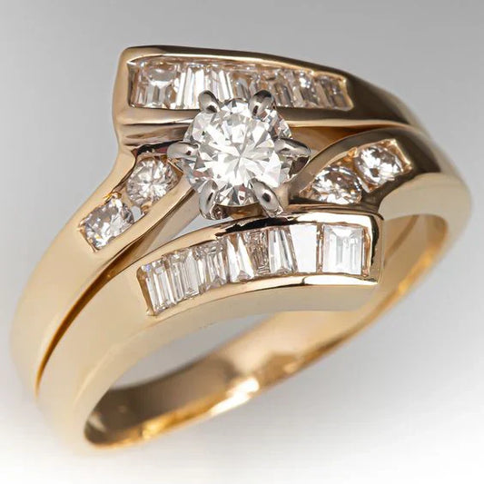 Irregular golden shiny vintage ring
