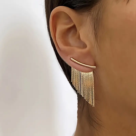 Golden Color Curtain Earrings