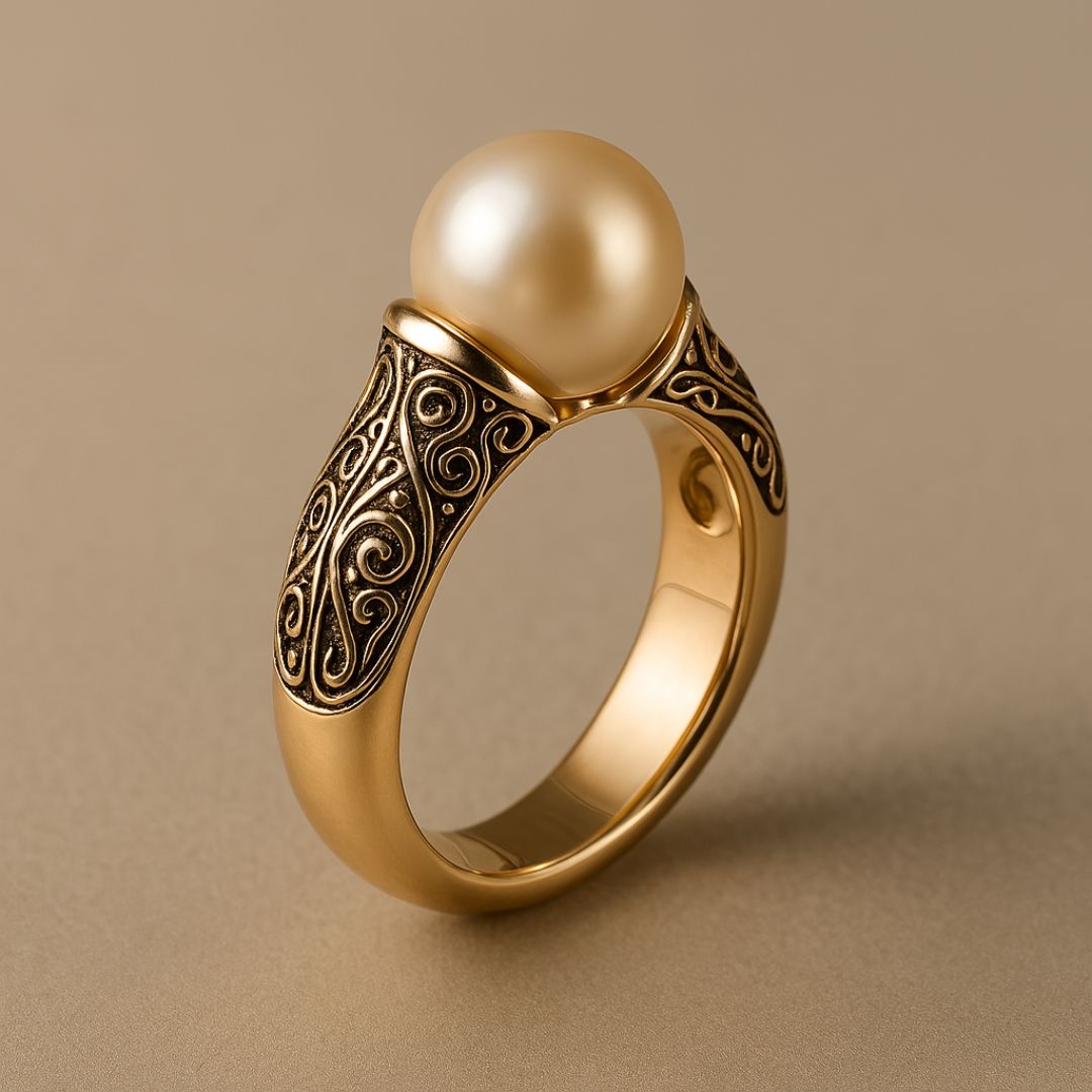 Vintage Pearl Golden Color Ring