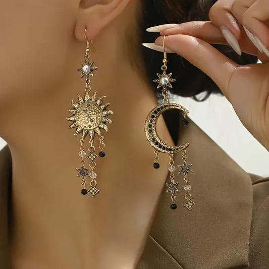 Dangling Sun & Moon Earrings