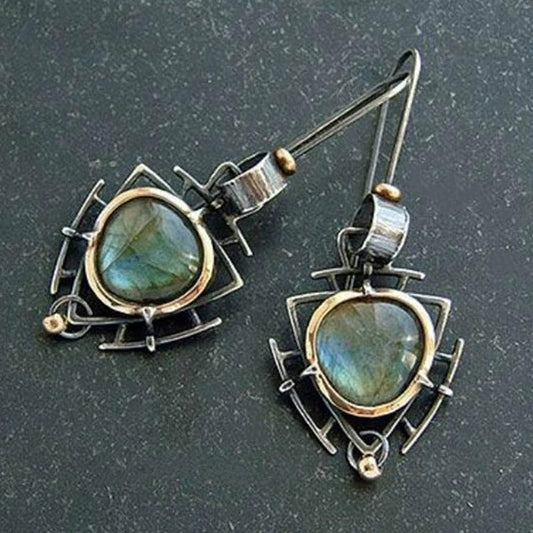 Silver & Gold Labradorite Earrings